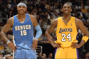 Carmelo Anthony (15) and Kobe Bryant (24) provide the marquee matchup in the Western Conference Final.